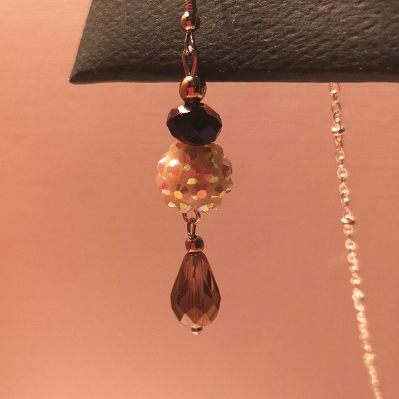 Handmade Swarovski Crystal drop earrings and pendant set - Picture 2 of 7